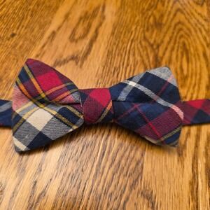 Bow Tie Tuesday Plaid 100% Cotton Adjustable Neck Formal Preppy Mens Red Blue
